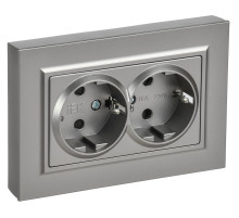 IEK BRITE Роз. 2-я с з/к/ш пл 16А в сб. РСшПл12-3-БрС сталь