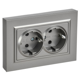 IEK BRITE Роз. 2-я с з/к/ш пл 16А в сб. РСшПл12-3-БрС сталь