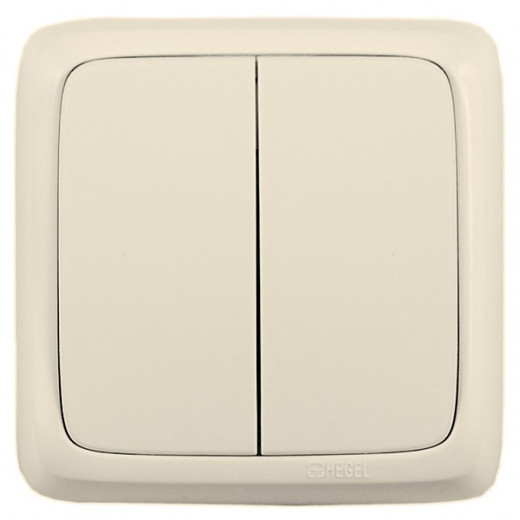 ВА16-153-01 Выключатель открытой установки, двухклавишный, с изолирующей пластиной, цвет слоновая кость