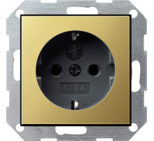 Gira S-55 Латунь/Антрацит Розетка с/з, с затвором (shutter) и символом