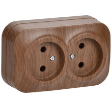 IEK GLORY РС22-2-ХД Розет. 2-ая без з/к о/у 10А GLORY дуб