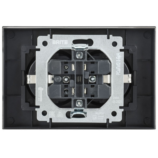 BRITE Роз. 2-я с з/к/ш пл 16А в сб. РСшПл12-3-БрЧ черн. IEK