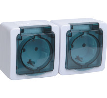 IEK GERMES PLUS РСб22-3-ГПБд Розетка 2м с з/к о/у IP54 (цвет крышки:дымчатый)