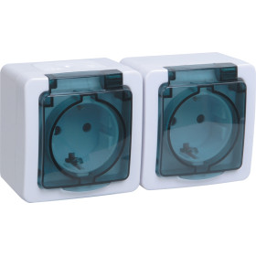 IEK GERMES PLUS РСб22-3-ГПБд Розетка 2м с з/к о/у IP54 (цвет крышки:дымчатый)