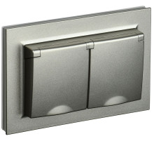 IEK BRITE Шампань Розетка 2-местная с/з с защ. штор. и кр. 16А в сборе IP44 РСбш12-3-44-БрШ