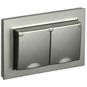 IEK BRITE Шампань Розетка 2-местная с/з с защ. штор. и кр. 16А в сборе IP44 РСбш12-3-44-БрШ