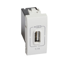 BT LL Белая Розетка USB для зарядки мобильных устройств 1,1А 230/5В. 1 модуль.
