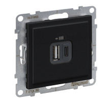 Legrand/Daccord SUNO Антрацит Зарядное устройство USB 2 выхода Тип А - Тип С.