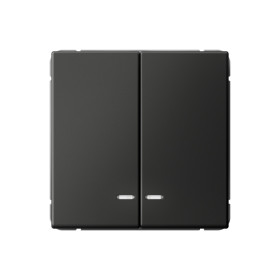 Systeme Electric ArtGallery Базальт Выключатель 2-клавишный с подсветкой, сх.5а, 10АХ, механизм, быстрозажим. клем.