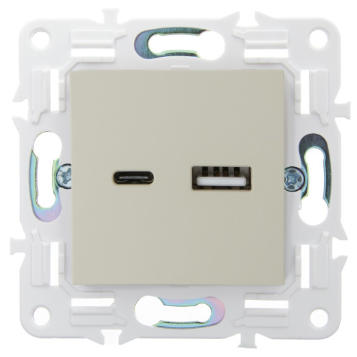 SKANDY Роз. USB A+C 3,1А SK-R14B беж. IEK