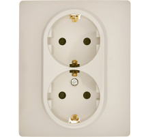 Legrand/Daccord Inspiria Розетка двойная с заземлением со шторками в сборе 16А 250В винтовые зажимы - слоновая кость.