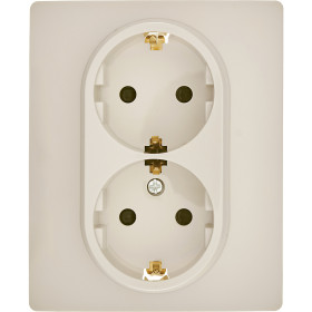 Legrand/Daccord Inspiria Розетка двойная с заземлением со шторками в сборе 16А 250В винтовые зажимы - слоновая кость.