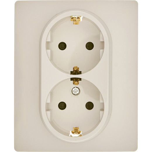 Розетка двойная с заземлением - Legrand/Daccord Inspiria - со шторками в сборе 16А 250В винтовые зажимы - слоновая кость