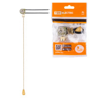 TDM Сонетка-выключатель для бра с цепочкой 3А 250В золото