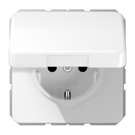 JUNG CD 500/CD plus Бел Розетка SCHUKO с крышкой, авт.зажим, бел.