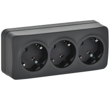 IEK GLORY Роз. 3-я с з/к без з/ш о/у 16А РС23-3-ХЧм черн. м.