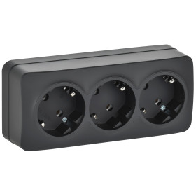 IEK GLORY Роз. 3-я с з/к без з/ш о/у 16А РС23-3-ХЧм черн. м.