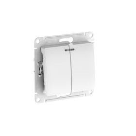 Systeme Electric Glossa Белый Выключатель 2-клавишный с подсветкой, сх.5а, 10АХ, мех., быстрозажим. клем.