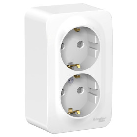 Systeme Electric Blanca наруж Бел Розетка 2-ая с/з со шторками 16А, 250В, изолир. пластина