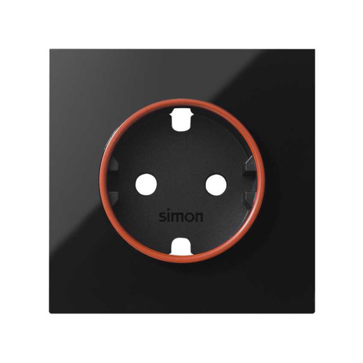 Simon 100 Черный глянец Накладка розетки Schuko UPS