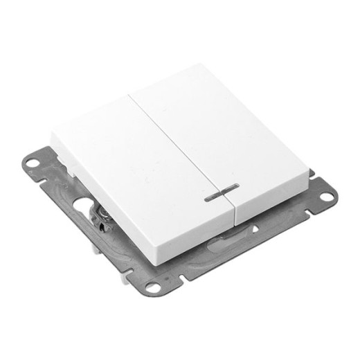 Механизм выключателя, двухклавишный, с подсветкой, белый Эпика EKF