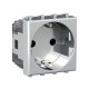 Розетка модульная, 2P+E, с з/ш, Avanti, закаленная сталь, 2 модуля