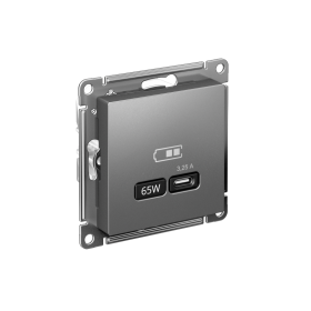 Systeme Electric AtlasDesign Сталь USB Розетка тип-C 65W высокоскор.заряд. QC, PD, мех.