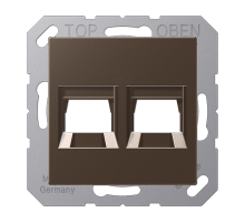 JUNG Kрышка для 2-х разъемов без видимого винта подпружиненная шторка термопласт мокка