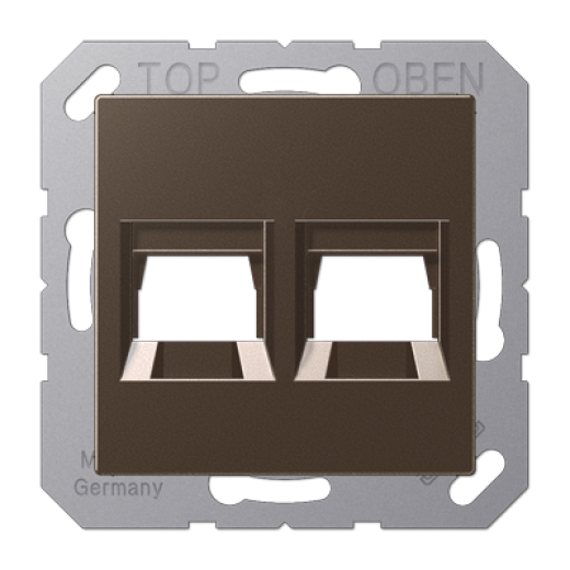 Kрышка для 2-х разъемов, без видимого винта, подпружиненная шторка, термопласт, мокка