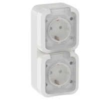TORS Розетка 2-ая с з/к кр. верт. 16А IP55 TS332 белый IEK