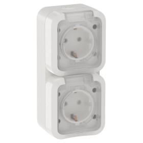 TORS Розетка 2-ая с з/к кр. верт. 16А IP55 TS332 белый IEK