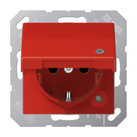JUNG SCHUKO® розетка с крышкой, красная