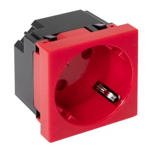 Розетка 45x45 с зазем. 45 градусов, быстрозажимные клеммы, красная EKF
