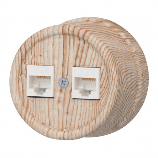 Розетка RJ45  компьютерная двойная, пластик,  цвет Карельская сосна