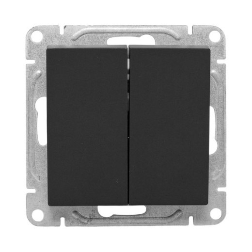 Механизм выключателя, двухклавишный, проходной, чёрный Эпика EKF