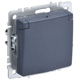 IEK BRITE BASE Маренго Розетка 1-м с/з с защ штор и крышк 16А IP20 РСбш10-3-БрМ