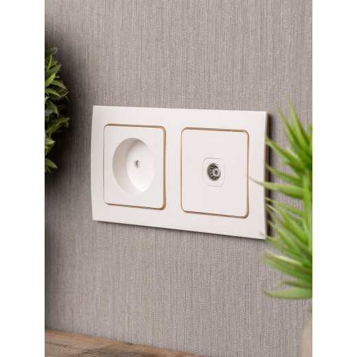 Стокгольм Рамка 2-местная белая с линией цвета шампань EKF PROxima