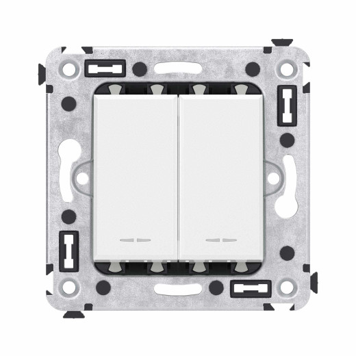 Переключатель двухклавишный в стену, Avanti, белое облако