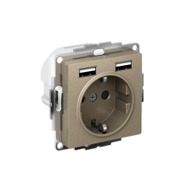 Systeme Electric AtlasDesign Шампань SO + USB Розетка A+A, 5В/2,4А, 2х5В/1,2А, механизм