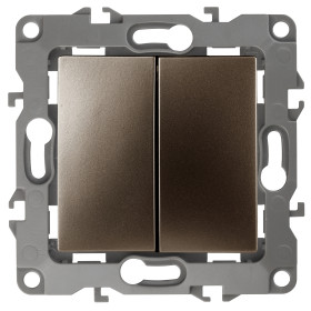 ЭРА 12-1104-13 Выключатель двойной, 10АХ-250В, IP20, Эра12, бронза (10/100/3200)