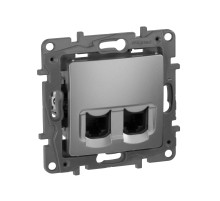 Legrand Etika Алюминий Розетка компьютерная 2-ая RJ45, категория 5е UTP - Etika - алюминий.