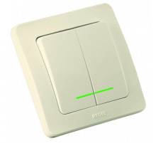 Hegel Мастер внутр Слоновая кость ВС10-352-01 Выключатель 2-клавишный, с индикацией