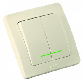 Hegel Мастер внутр Слоновая кость ВС10-352-01 Выключатель 2-клавишный, с индикацией