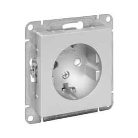 EKF Эпика Механизм розетки, 16А, с заземлением, со шторками, алюминий.