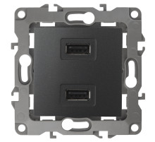 ЭРА 12-4110-05 Устройство зарядное USB, 230В/5В-2100мА, IP20, Эра12, антрацит (6/60/1920)