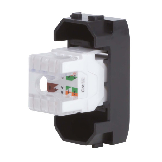 Компьютерная розетка RJ45 кат.5e, Brava, черная, 1мод