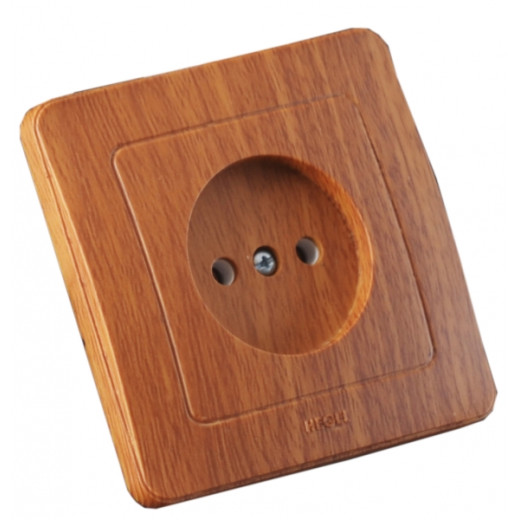 РС16-302-05 Розетка скрытой установки, одноместная, со шторкой, цвет дуб