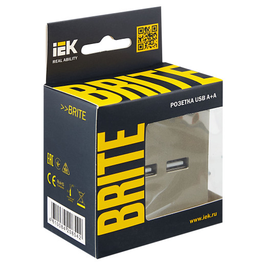 BRITE Роз. USB A+A 3,1А РЮ10-1-БрШ шамп. IEK