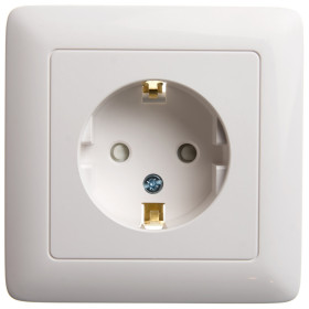 Systeme Electric ХИТ внутр Бел Розетка с/з со шторками, 16А, 250В