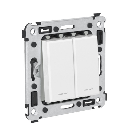 Переключатель двухклавишный в стену, Avanti, белое облако